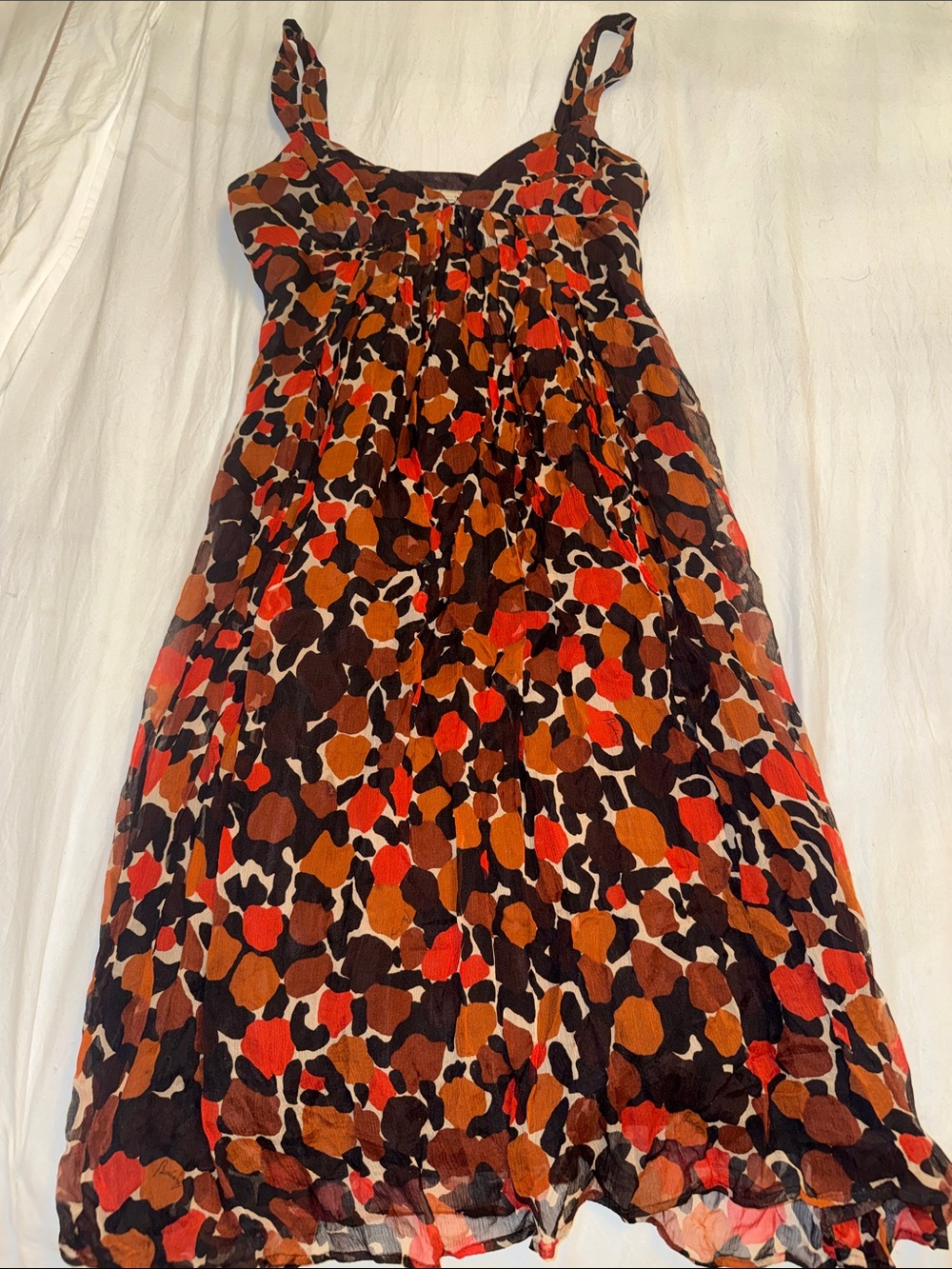 Vintage Burberry Brown, Red & Tan Print dress size 4
